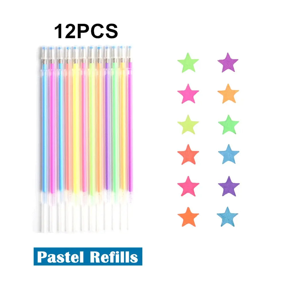 12Pcs/Set Gel Pen Set Glitter Gel Pens For School Office Adult Coloring Book Journals Drawing Doodling Art Markers Promotion Pen - petguardiansupplies