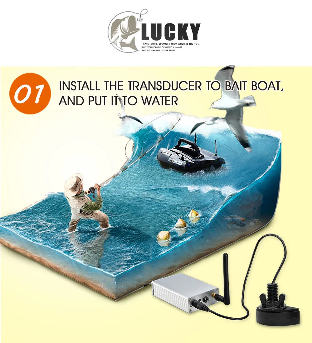 Lucky FF918 Wireless Remote Control Boat Fish Finder 300m/980ft wireless operating range echo sounder - petguardiansupplies