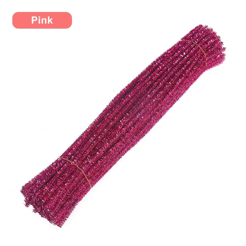 30/50/100pcs Glitter Chenille Stems Pipe Cleaners Plush Tinsel Stems Wired Sticks Kids Educational DIY Craft Supplies Toys Craft - petguardiansupplies