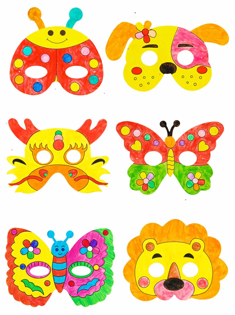 8Pcs/lot DIY Animal Painting Mask Toys For Girls Boys Cartoon Graffiti Handmade Art Crafts Toy Kindergarten Drawing Kids Gifts - petguardiansupplies