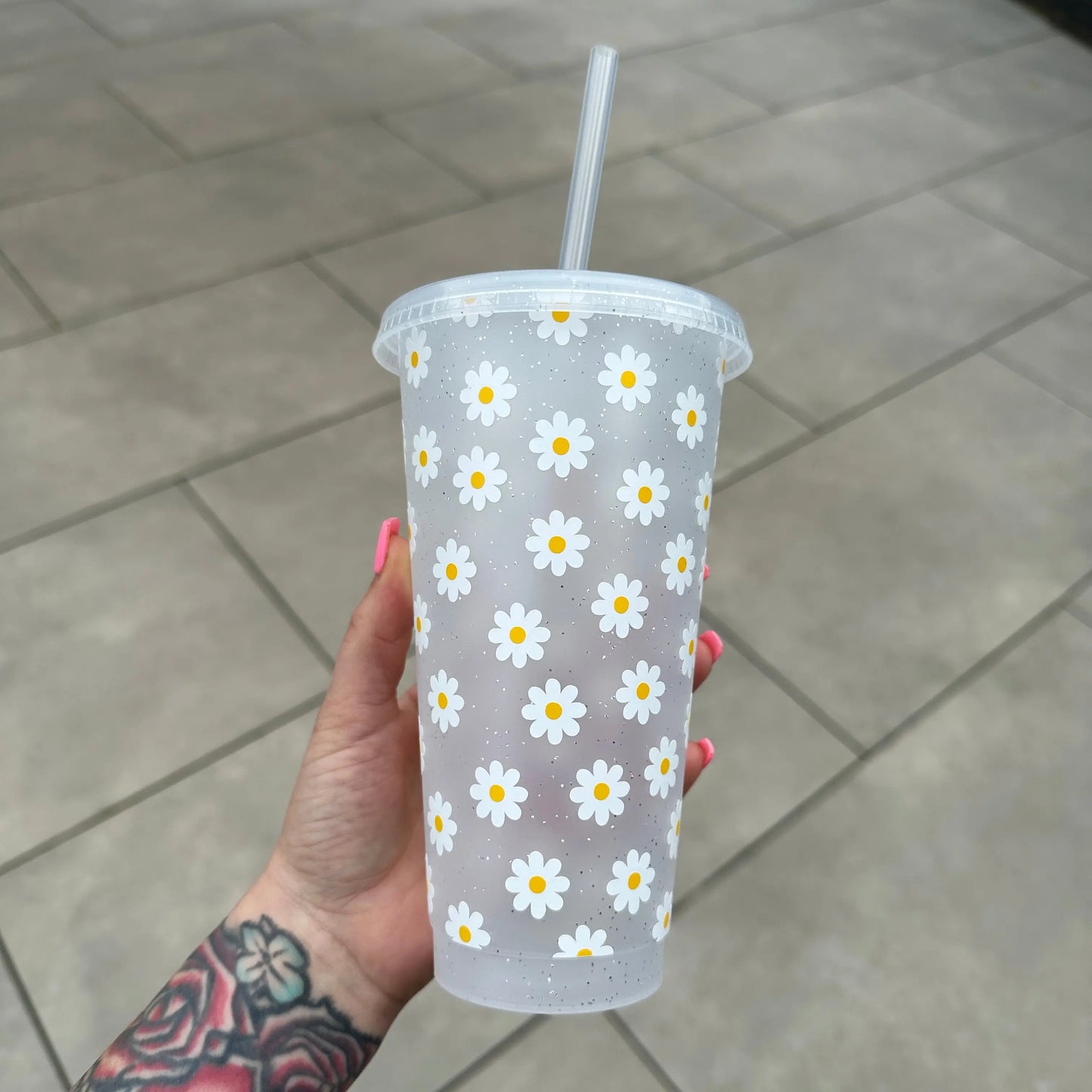 Daisy Tumbler Venti Cold Cup 24oz - With Straw - (Name Can Be Added)-0