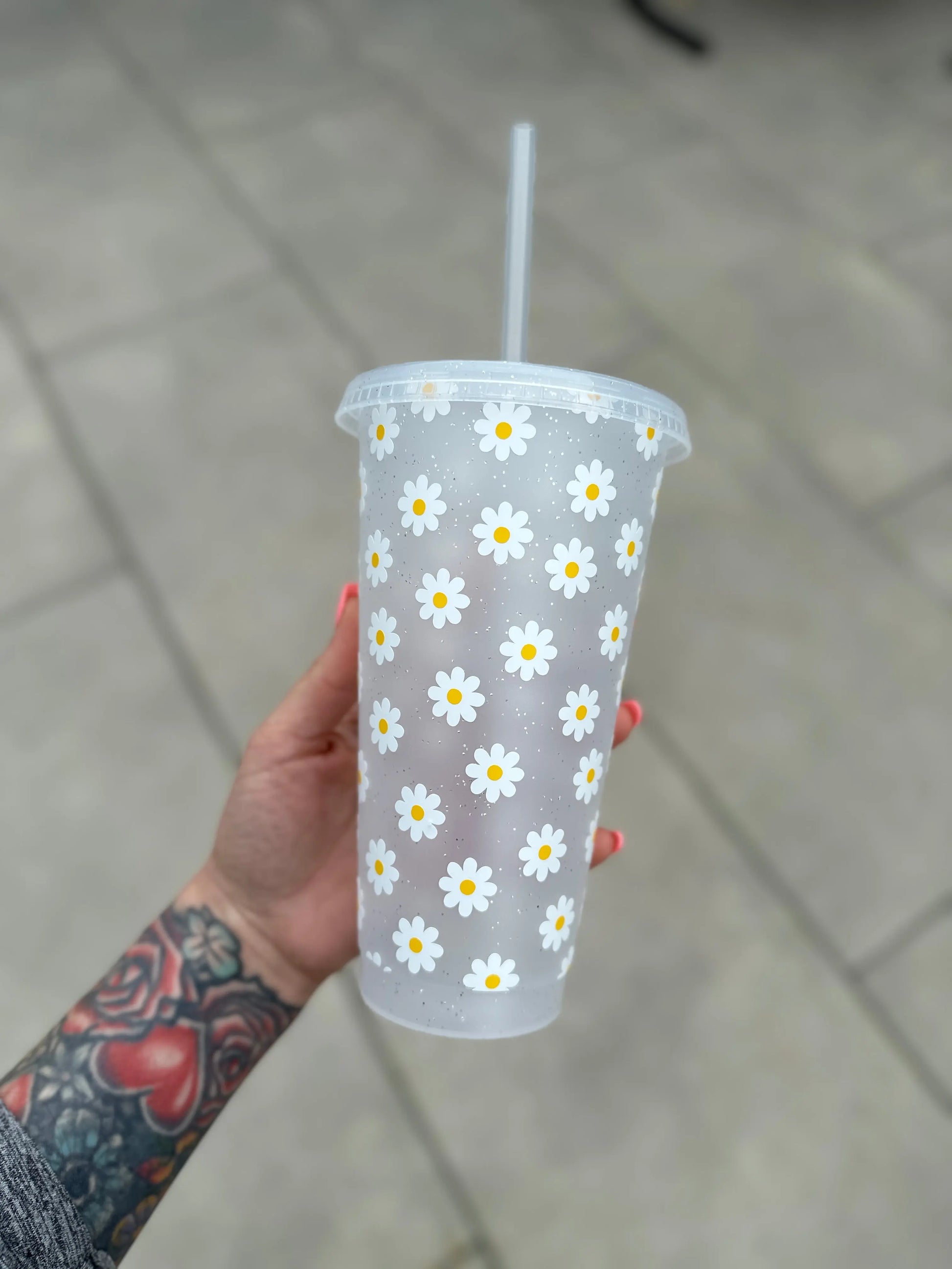 Daisy Tumbler Venti Cold Cup 24oz - With Straw - (Name Can Be Added)-3