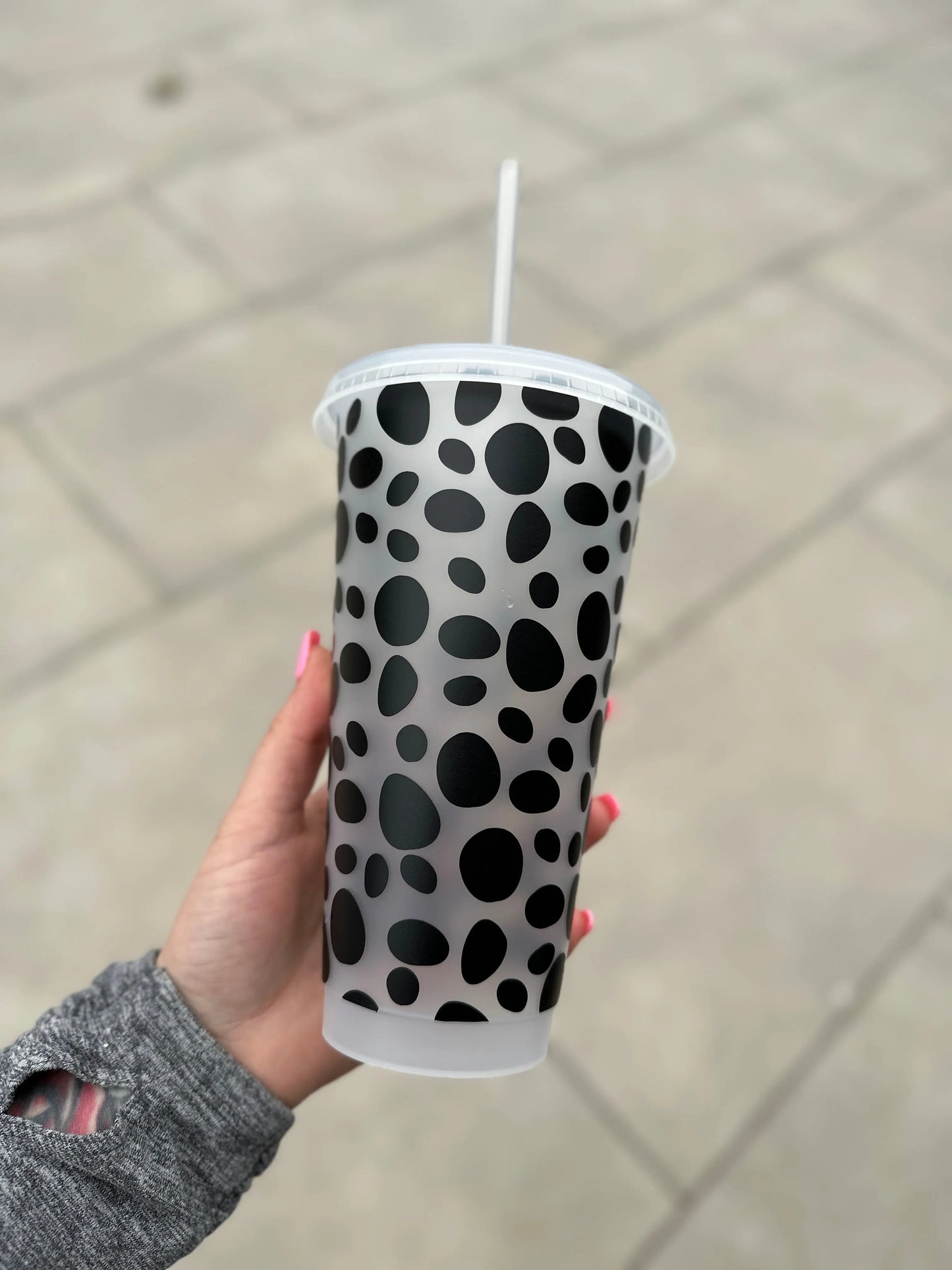 Dalmatian Print Tumbler Venti Cold Cup 24oz - With Straw-0