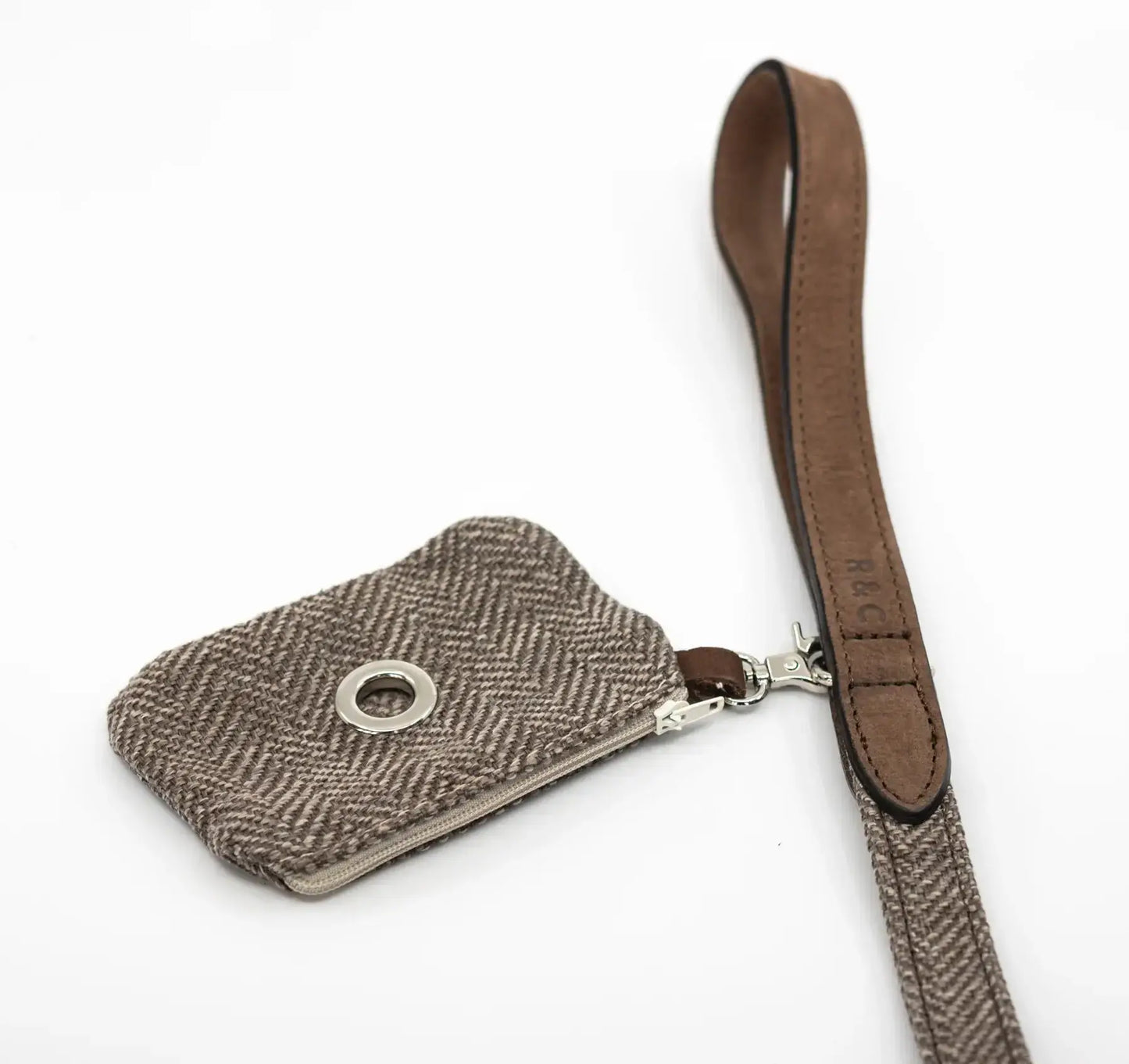 “Herringbone” Dog Poo Bag Holder (Brown) – by Ralph & Co-1