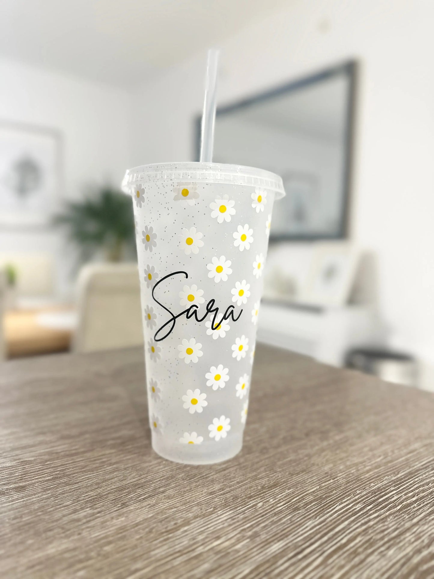 Daisy Tumbler Venti Cold Cup 24oz - With Straw - (Name Can Be Added)-1