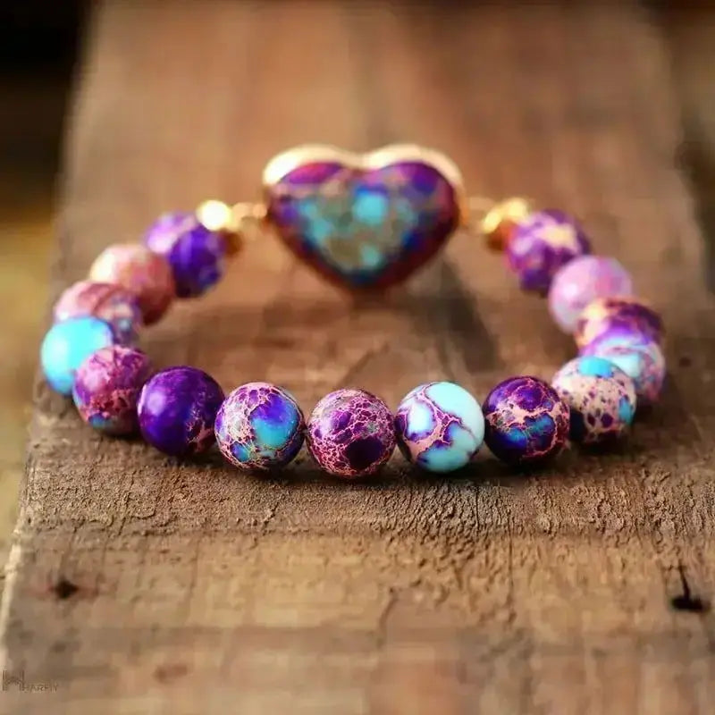 Imperial Jasper Purple Heart Bracelet-1