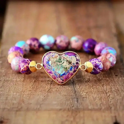 Imperial Jasper Purple Heart Bracelet-2