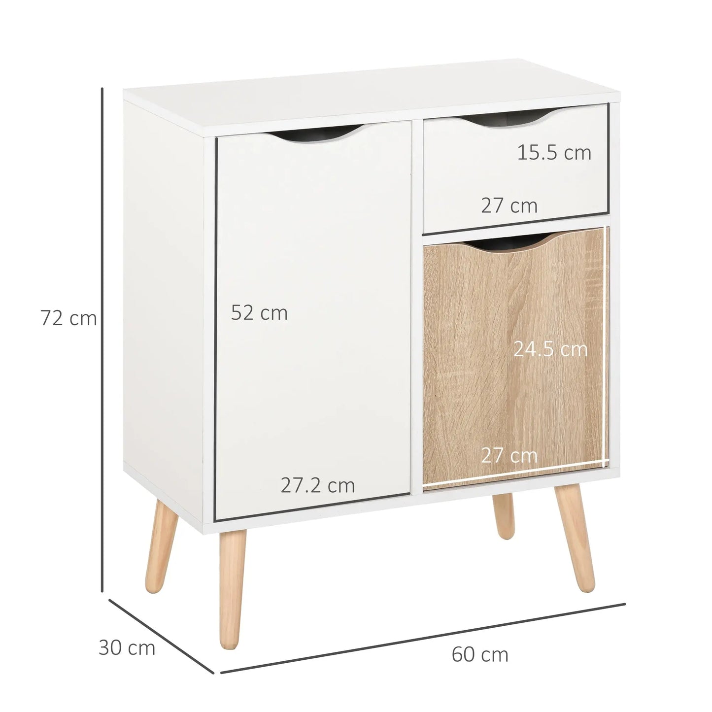 Floor Cabinet Storage Cupboard Sideboard with Drawer for Bedroom, Living Room, Entryway, Natural-2