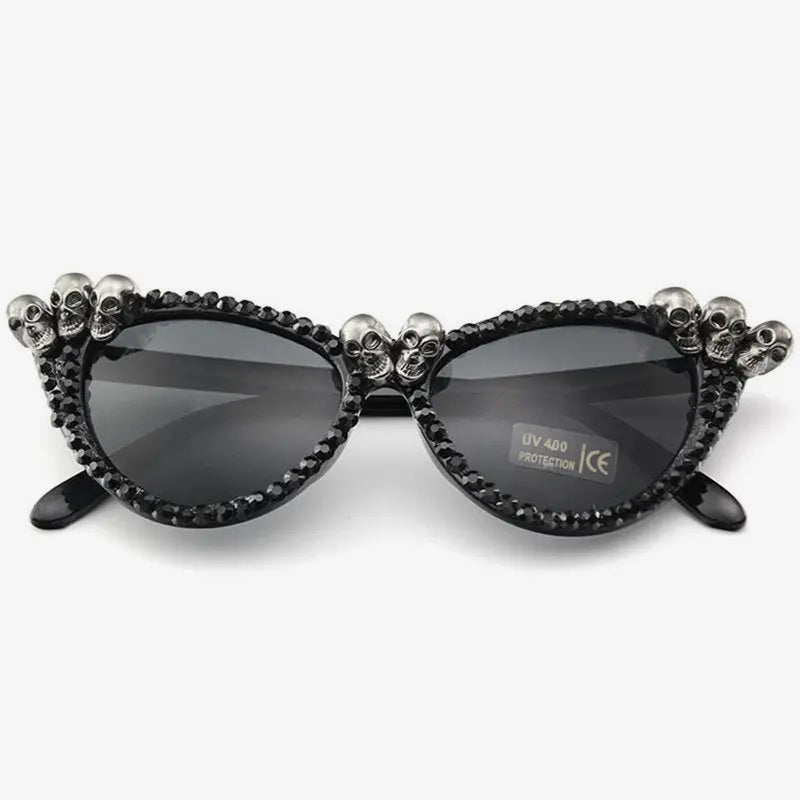 Mia Cat Eye Diamante Skull Sunglasses-0