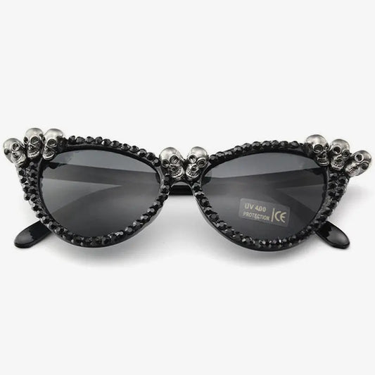 Mia Cat Eye Diamante Skull Sunglasses-0