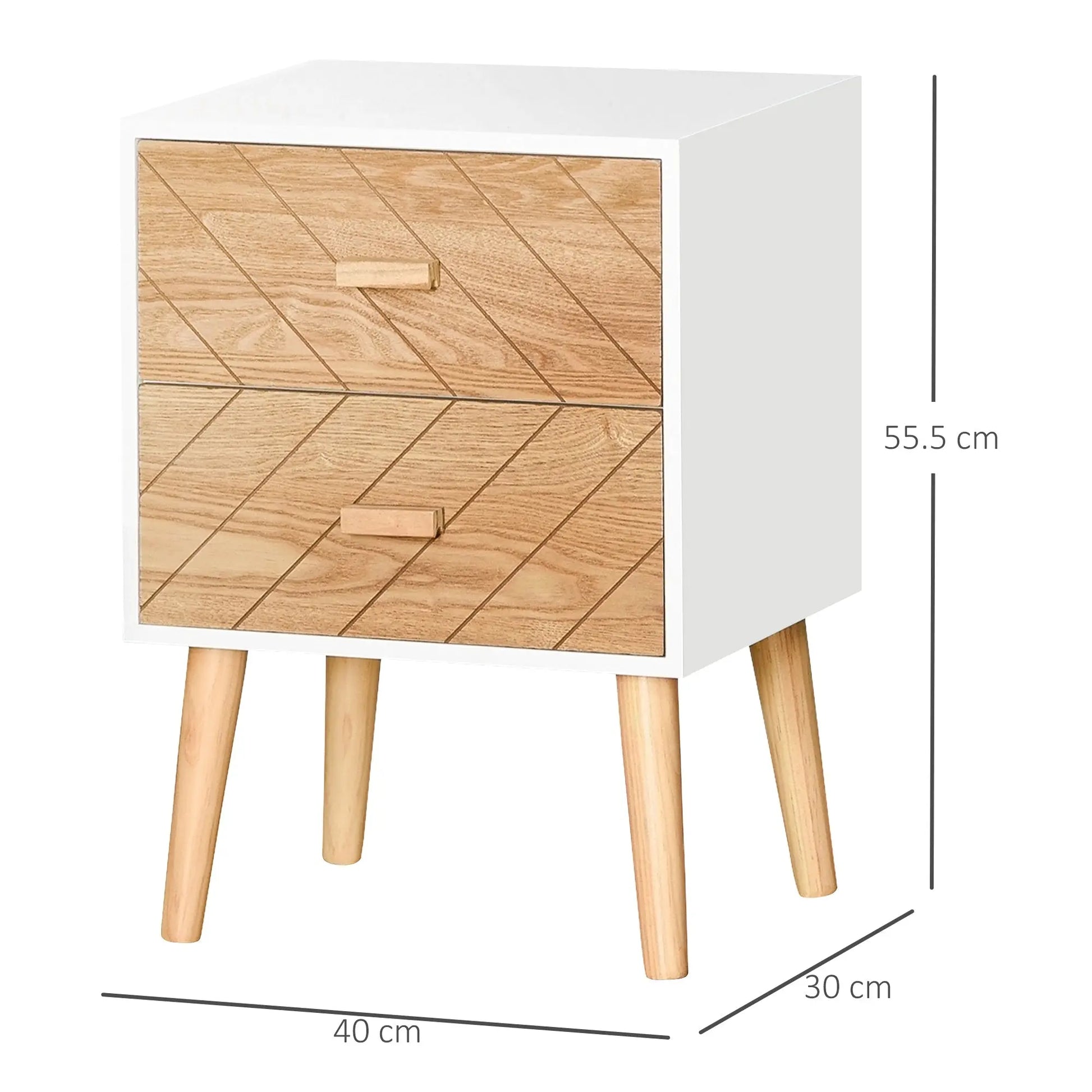 Nordic Style 2 Drawers Side Cabinet Wooden Bedside Table Storage Chest Scandinavian Home Furniture-2