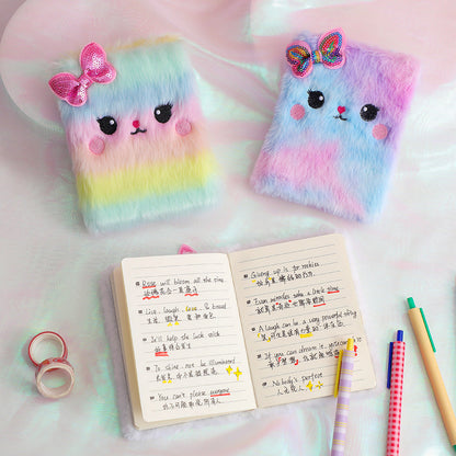 Cartoon Cat Small Diary Book Girl Cute Plush Note Book Student Hand Ledger Birthday Gift Notebook Girl - petguardiansupplies