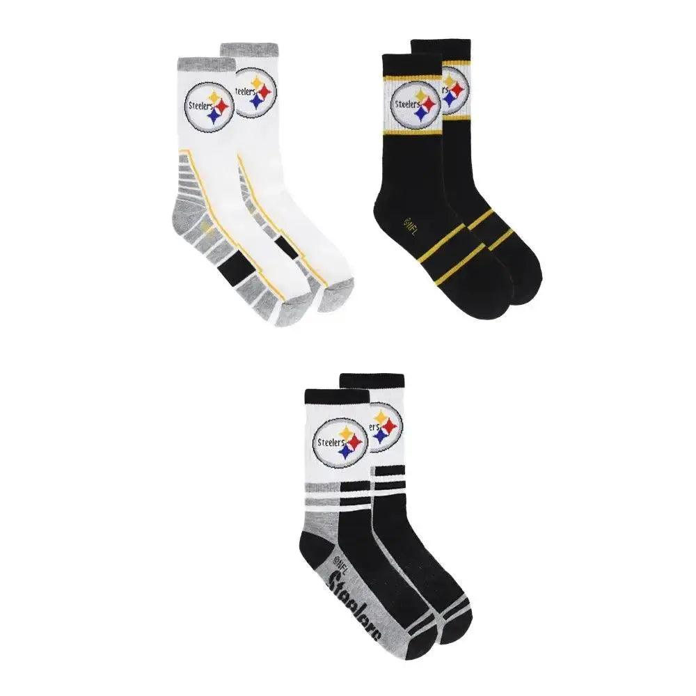 Pittsburgh Steelers Socks 3 Pack Crew Length NFL Football - petguardiansupplies