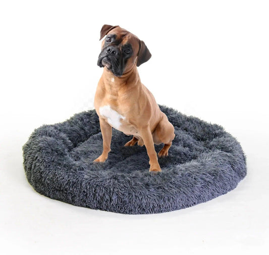 Plush Pet Bed 100cm - Grey - petguardiansupplies