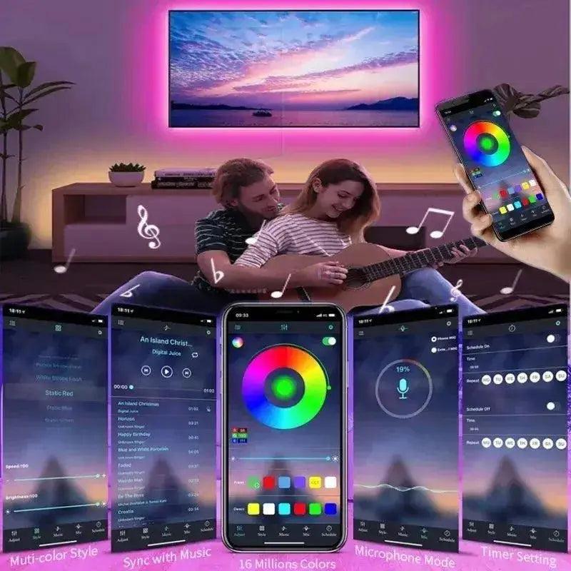 RGB 5050 USB LED Strip Lights with Bluetooth Control - petguardiansupplies