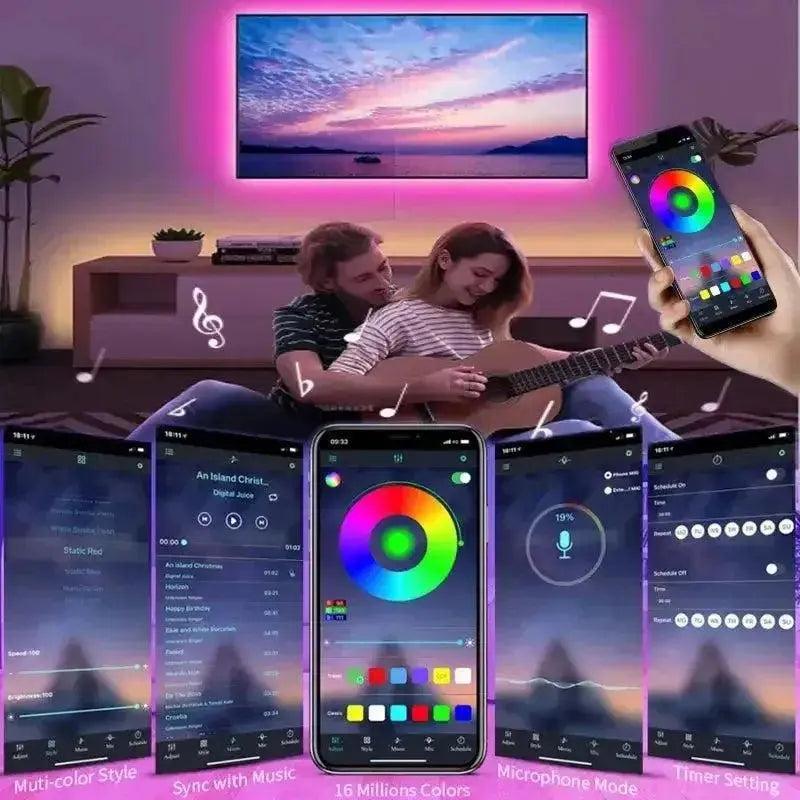 RGB Bluetooth LED Strip Lights with Music Sync - petguardiansupplies