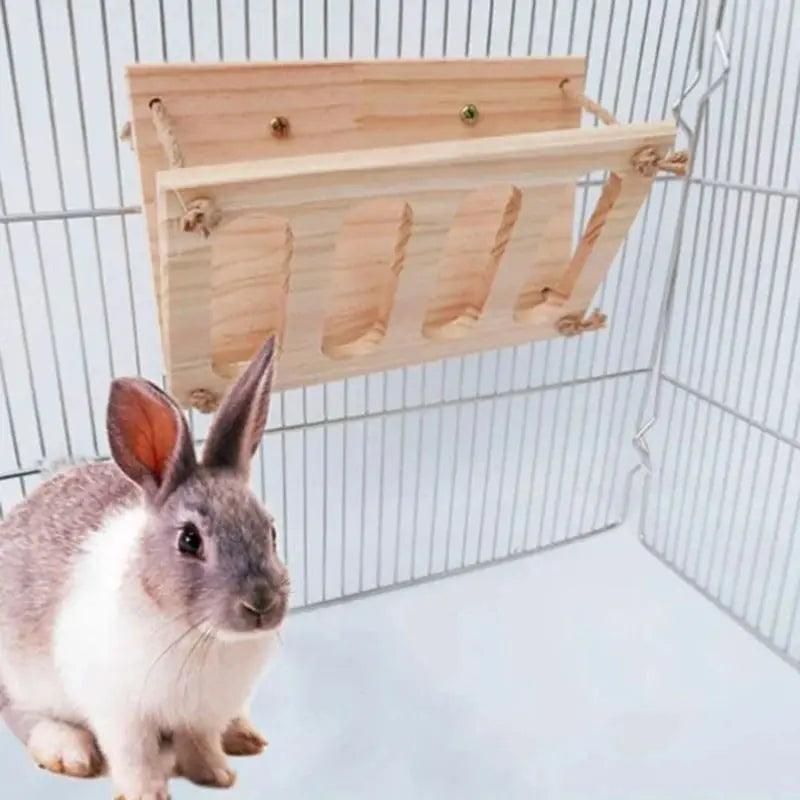 Rabbit Grass Stand Feeding Hay Feeder Wood Bunny Small Pet Cage Food Container Wooden Bowl Rack - petguardiansupplies