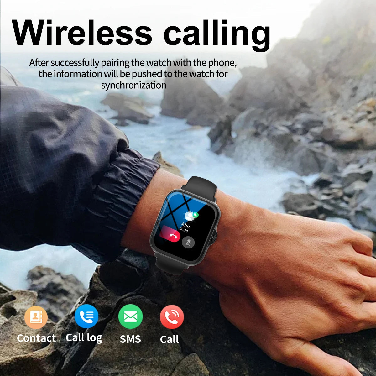 Outdoor sports smartwatch, wireless calling, information reminder, wallpaper change, men's and women's multifunctional sports wa - petguardiansupplies