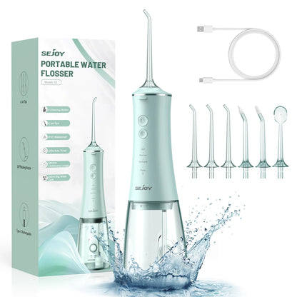 Sejoy Dental Oral Irrigator Water Flosser Thread Teeth Pick Mouth Washing Machine 4 Nozzels 4 Modes Magnetic Rechargeable - petguardiansupplies