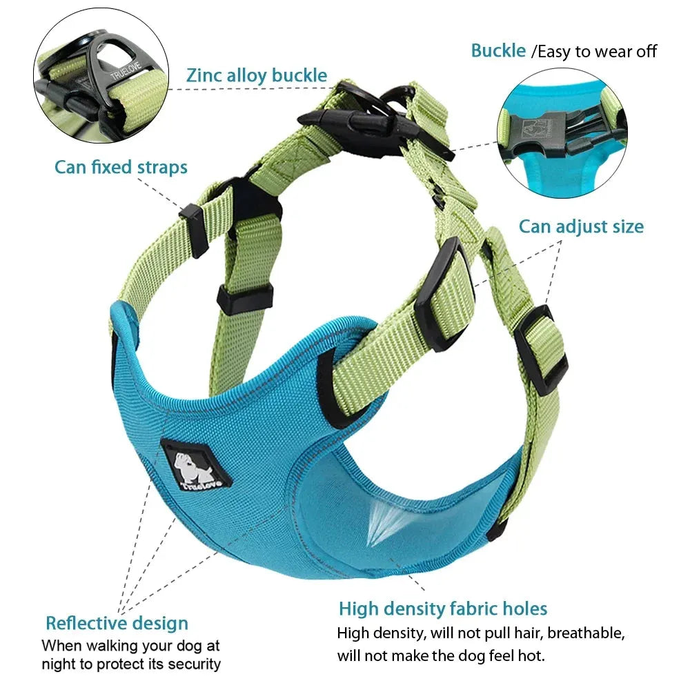 Truelove Padded Reflective Dog harness Vest Pet Step in Harness Adjustable No Pulling Pet Harnesses for Small Medium Dog TLH5951 - petguardiansupplies