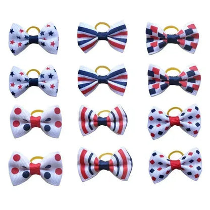 20 Pcs Dog Bows Pet Dog Grooming Accessories Products Handmade Christmas Small Dog Hair Bows Rubber Band Cat Hair Clips Boutique - petguardiansupplies