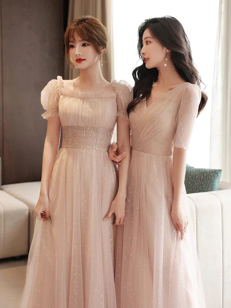 Pink Bridesmaid Dress 2024 New Summer Fairy Slimming High Sense Sisters up Temperament Evening dress Women - petguardiansupplies