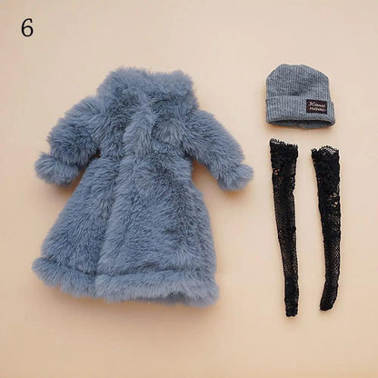 1 Set Fashion 30cm Doll Plush Overcoat Casual Wear Doll Winter Hats Socks Coat Tops for 1/6 Doll Clothes Cute Dolls Accessories - petguardiansupplies