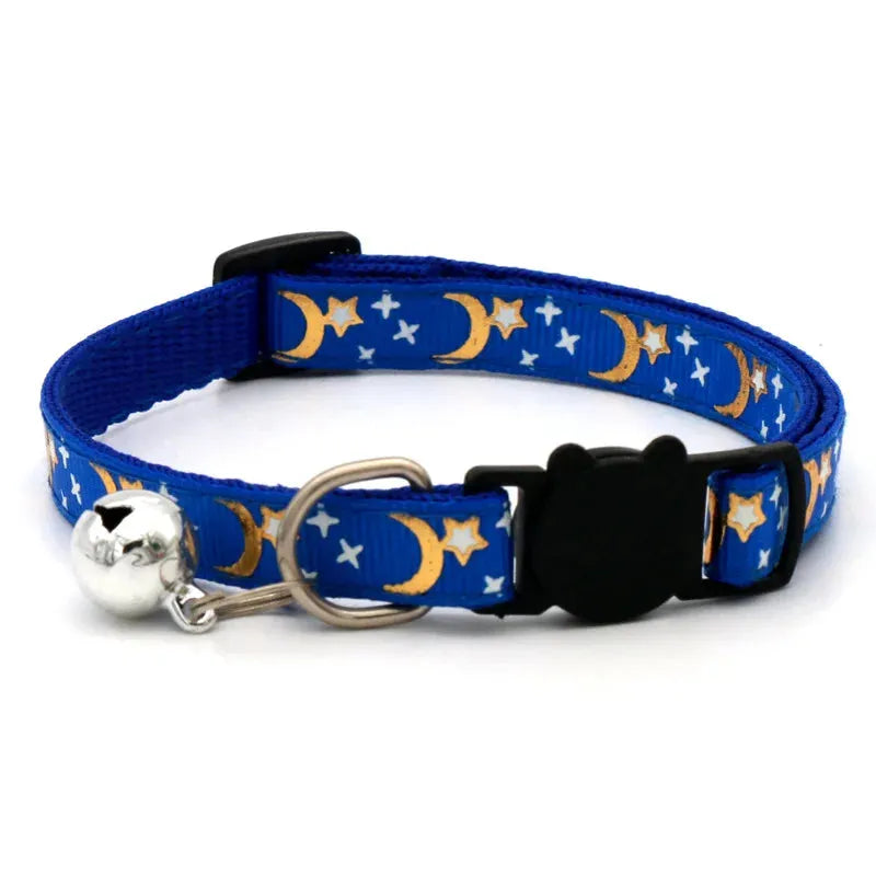 Cat Collar With Bell Cartoon Star Moon Dog Puppy Cat Kitten Collar Adjustable Safety Bell Ring Necklace Cat Jewelry - petguardiansupplies