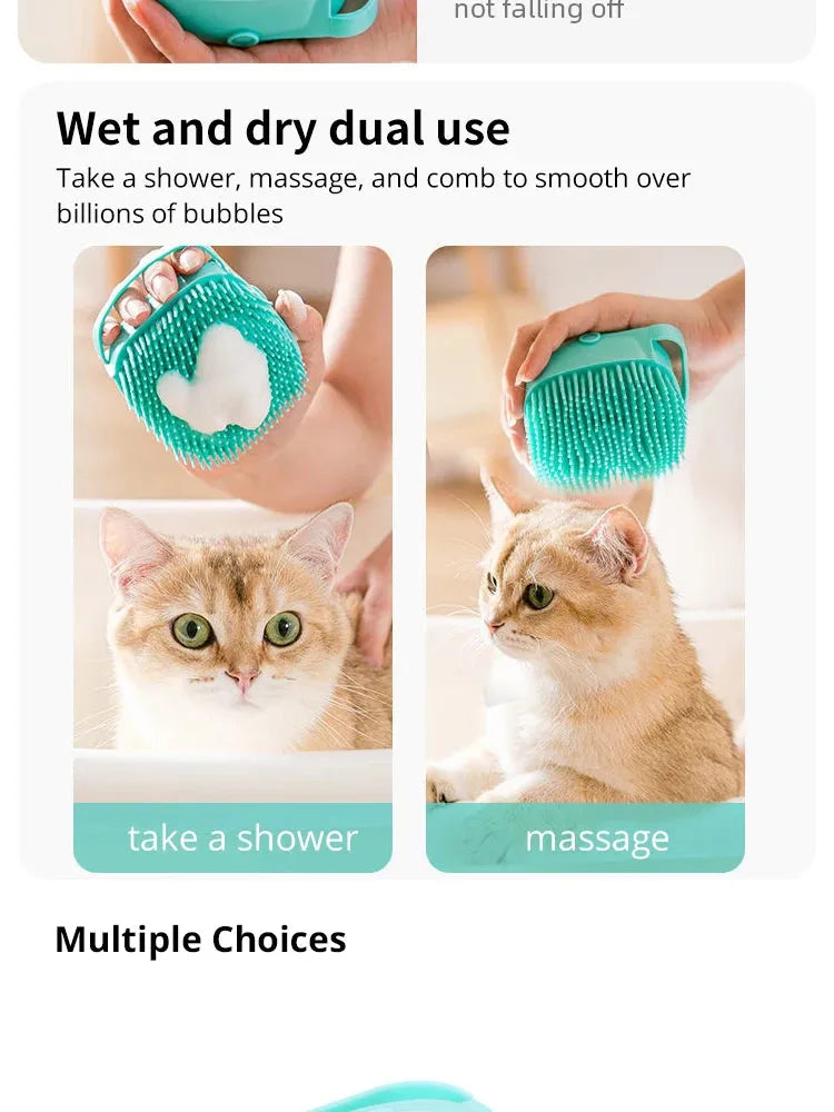 Pet Bathing Brush Soft Silicone Massager Shower Gel Bathing Brush Clean Tools Comb Dog Cat Cleaning Grooming Supplies - petguardiansupplies