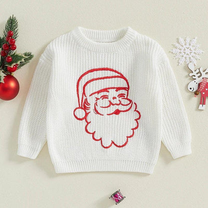 FOCUSNORM 0-3Y Autumn Winter Baby Boys Girls Christmas Sweater Santa Embroidery Long Sleeve Crew Neck Pullover Knitwear - petguardiansupplies