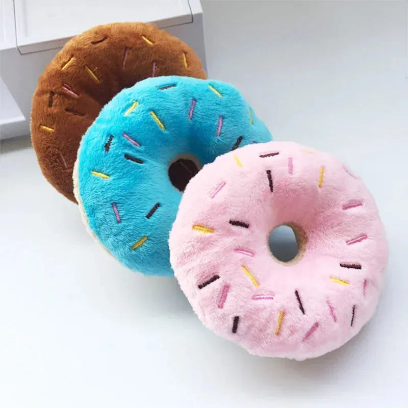 Soft Dog Donuts Plush Pet Dog Toys For Dogs Chew Toy Cute Puppy Squeaker Sound Toys Funny Puppy Small Medium Dog Interactive Toy - petguardiansupplies