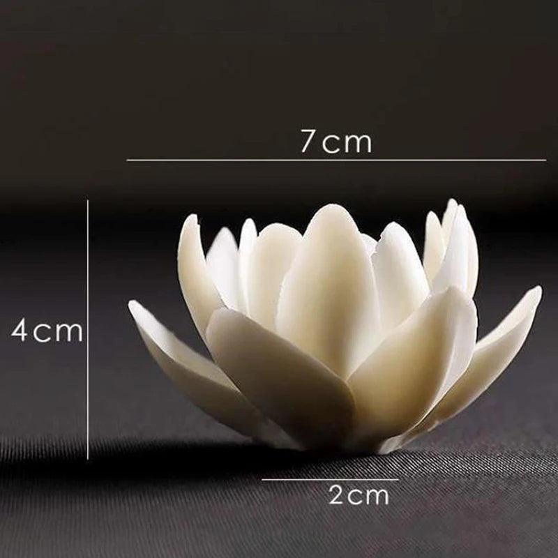 New 1PC Ceramic White Lotus Incense Burner Sandal Wood Incense Burner Ornaments Home Incense Stick Holder Aromatherapy - petguardiansupplies