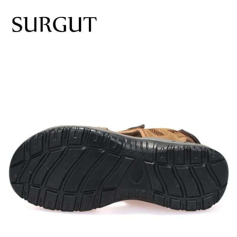 SURGUT Hot Sale New Fashion Summer Leisure Beach Men Shoes High Quality Leather Sandals The Big Yards Men's Sandals Size 38-48 - petguardiansupplies