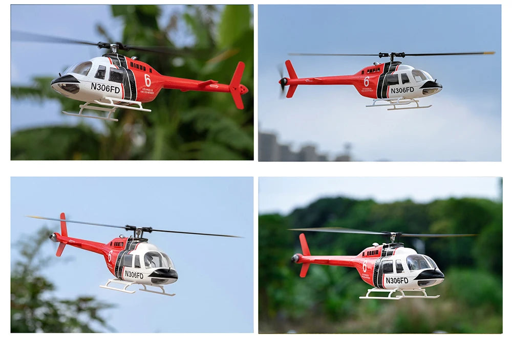 Flywing Bell 206 RC Helicopter V3 6CH GPS Altitude Hold Two Rotor 1:16 RC Scale Helicopter PNP RTF With H1 Flight Control System - petguardiansupplies