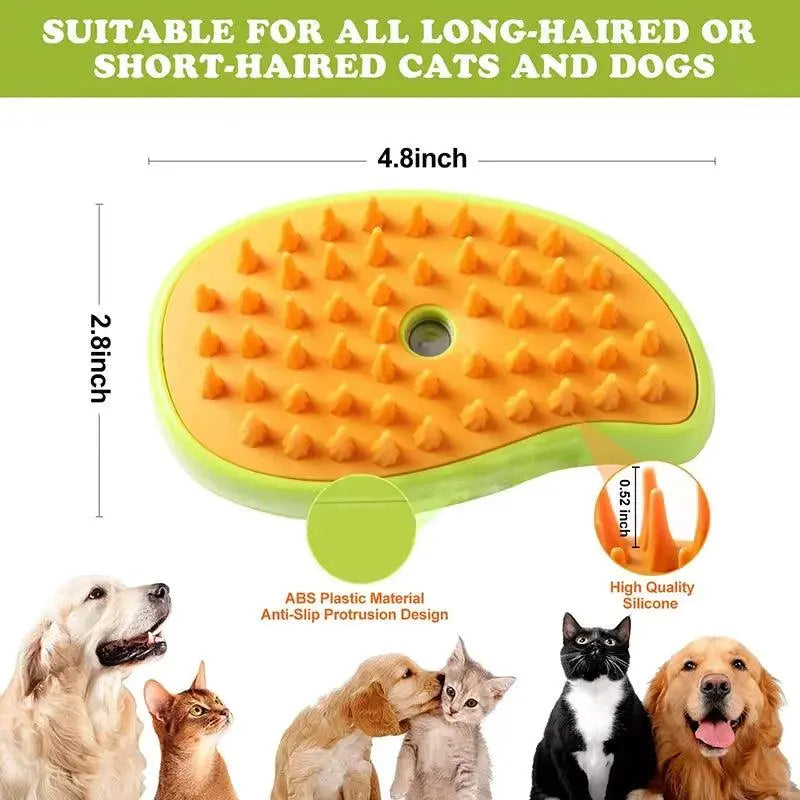 Pet Hair Removal Brush Cat Dog Electric Spray Massage Comb One-click Spray Anti-Flying Massage Bath Silicone Comb - petguardiansupplies