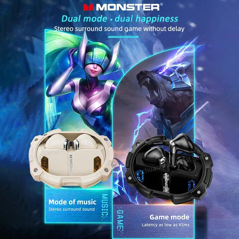 Monster XKT10 Bluetooth Earphones Wireless Headphones Gamer Headset Waterproof TWS Noise Reduction With Microphone Sports Earbud - petguardiansupplies