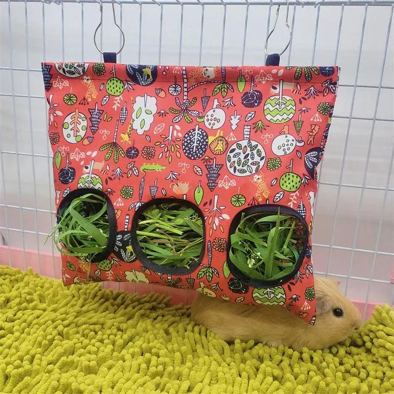 Hanging 2/3 Holes Hay Bag for Bunny Guinea Pigs Small Animal Feeder Rabbit Food Dispensers Bag Cage Accessories Pet Feeding Bag - petguardiansupplies