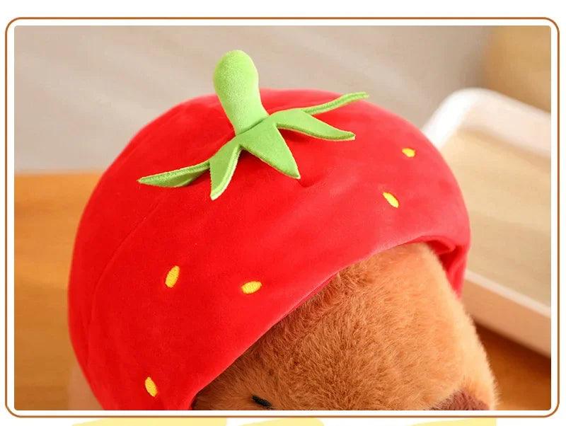 Cute Capybara Plush Toy Kawaii Fluffy Capibara With Turtle Bag Strawberry Cap Stuffed Animals Kids Birthday Gift Home Decoration - petguardiansupplies