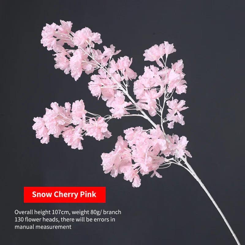 107CM Silk Hydrangea White Branch Snow All Over The Sky DIY Artificial Cherry Home Party Decoration Wedding Arch Decoration - petguardiansupplies