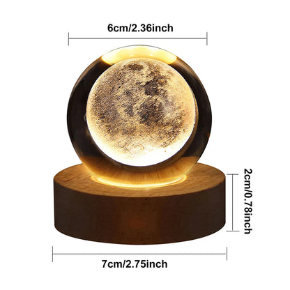 USB LED Night Light Galaxy Crystal Ball 3D Moon Planet Table Lamp Decor Bedroom Atmosphere Lamp for Birthday Kids Xmas Gifts - petguardiansupplies