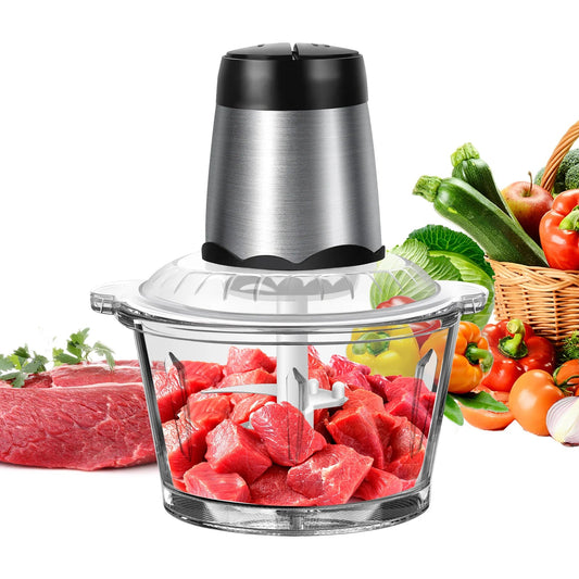 2L Electric Food Chopper Vegetable Chopper Small Food Processor Meat Grinder Mixer Electric Dicer with 2 Speeds Meat Mincer - petguardiansupplies