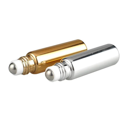 10ml Gold/Silver/Black Glass Roll On Bottle with Stainless Steel Roller Ball for Perfume Eye Cream Essential Oil Travel Bottles - petguardiansupplies