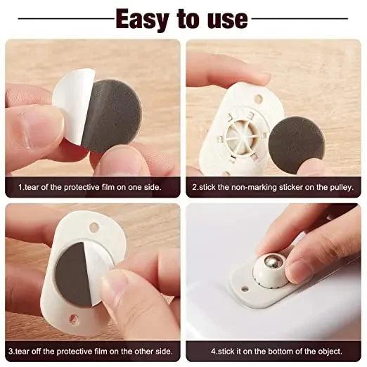 New 4Pcs Self Adhesive Universal Wheels Casters 360 Degree Rotatable Ball Pulley Mini Swivel Casters Wheels For Small Furniture - petguardiansupplies