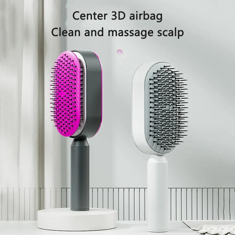 Self Cleaning Hairbrush Women Hair Brush One-key Cleaning Hair Loss Airbag Scalp Massage Comb Anti-Static Hairbrush Dropshipping - petguardiansupplies