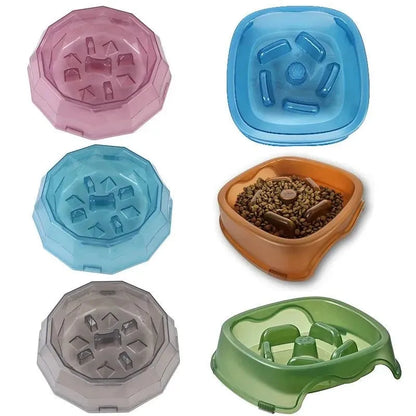 Pet Cat Dog Slow Food Bowl Fat Help Healthy Round Anti-choking Thickened And Non-slip Multiple Colors Shapes - petguardiansupplies