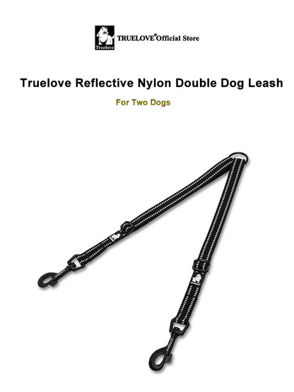 Truelove Reflective Nylon Double Dog Leash For Two Dogs Coupler No Tangle Pet Leash For All breed Training Running Dropshipping - petguardiansupplies