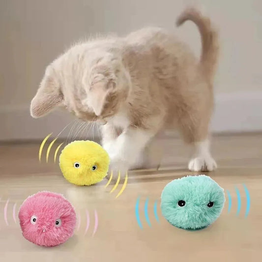 Interactive Ball Smart Cat Toys Plush Electric Catnip Training Toy Kitten Touch Sounding Pet Product Squeak Toy Ball - petguardiansupplies