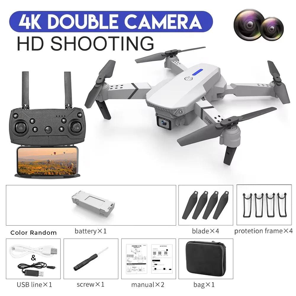 KBDFA 2025 E88 Professional Wide Angle RC Dron HD 4K Camera Mode Foldable Helicopter Aircraft Quadcopter Drone Kid Gift Toys - petguardiansupplies