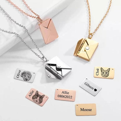 Custom Engraved Love Letter Personalized Envelope Pendant Necklace Stainless Steel Jewelry Women Valentine's Day Confession Gift - petguardiansupplies