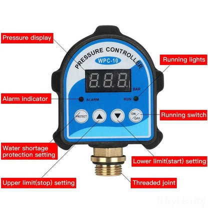 1pc 220V Automatic Eletronic Digital Display Pressure Controller Switch WPC-10 Oil Water Booster Pump Air Compressor Vacuum - petguardiansupplies